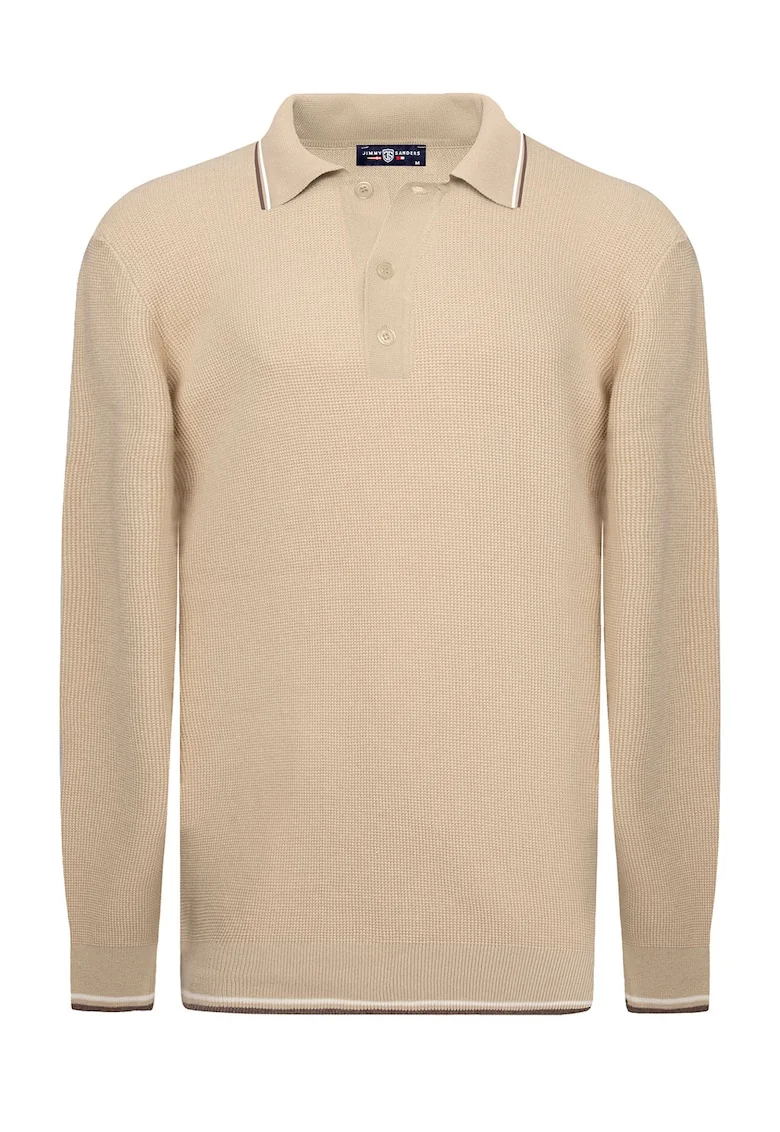 Pulover polo cu model uni, Bej deschis