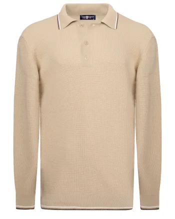 Pulover polo cu model uni, Bej deschis