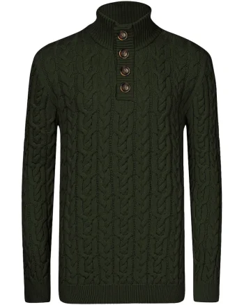 Pulover tricotat cu guler inalt, Verde padure