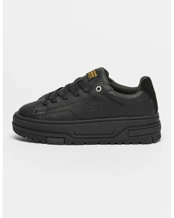 Pantofi sport flatform din piele ecologica cu garnitura din piele intoarsa Lhana, Negru