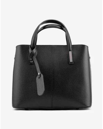 Geanta dama din piele texturata neagra