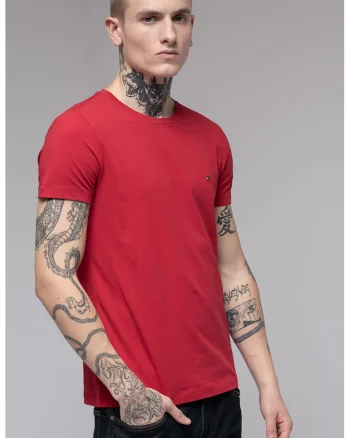 Tricou slim fit cu decolteu la baza gatului, Caramiziu/Rosu vermillion