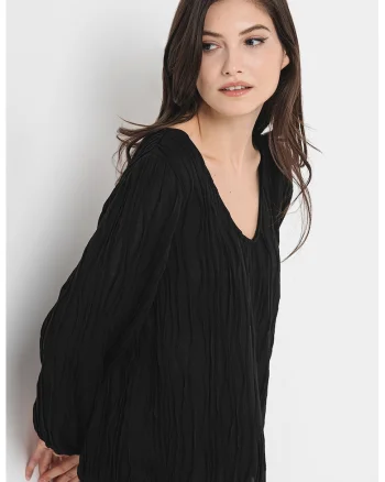 Bluza texturata cu decolteu in V Ariadna, Negru