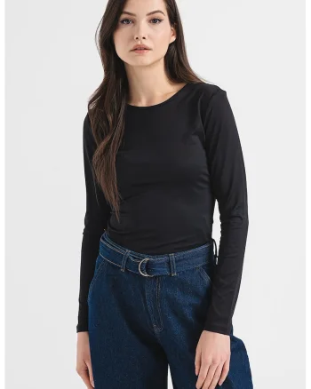 Bluza cu decolteu rotund Ikenza, Negru