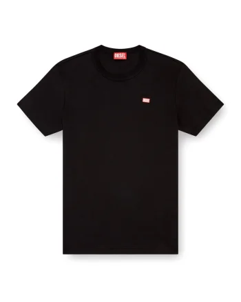 Tricou cu decolteu la baza gatului si detaliu logo T-Miegor, Negru