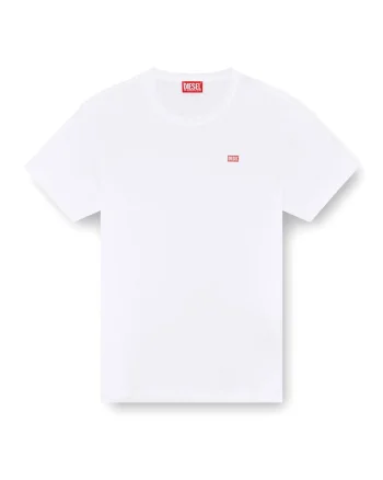 Tricou cu decolteu la baza gatului si detaliu logo T-Miegor, Alb