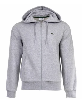 Hanorac din material fleece cu fermoar si buzunare oblice, Gri