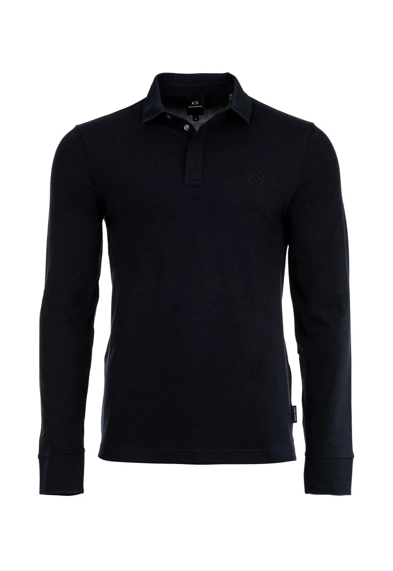 Bluza polo din amestec de bumbac, Bleumarin