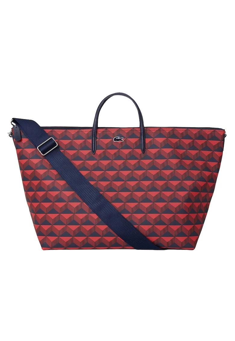 Geanta shopper cu model, Rosu/Negru