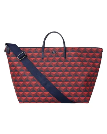 Geanta shopper cu model, Rosu/Negru