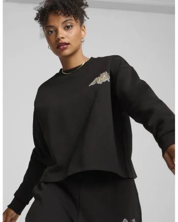 Bluza de trening cu maneci cazuste Essentials+ Class Act, Alb/Auriu/Negru