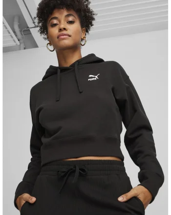 Hanorac crop cu maneci cazute, Negru