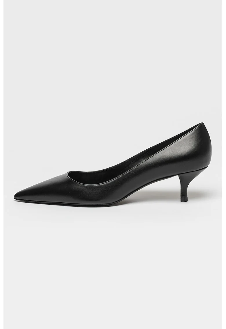 Pantofi de piele cu toc kitten, Negru