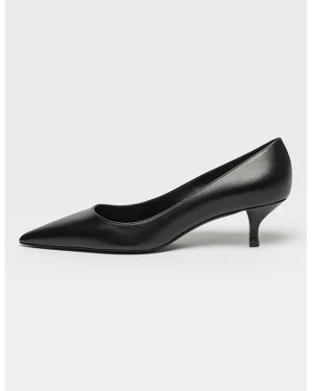 Pantofi de piele cu toc kitten, Negru