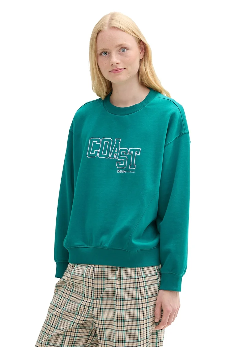 Bluza de trening cu text, Verde persan