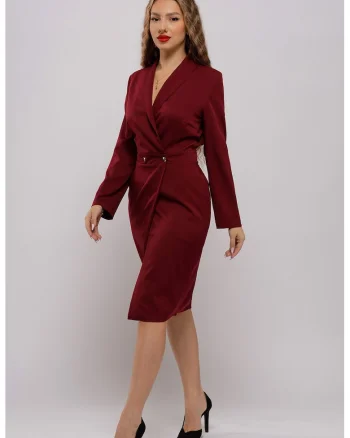 Rochie-sacou cu buzunare, Visiniu