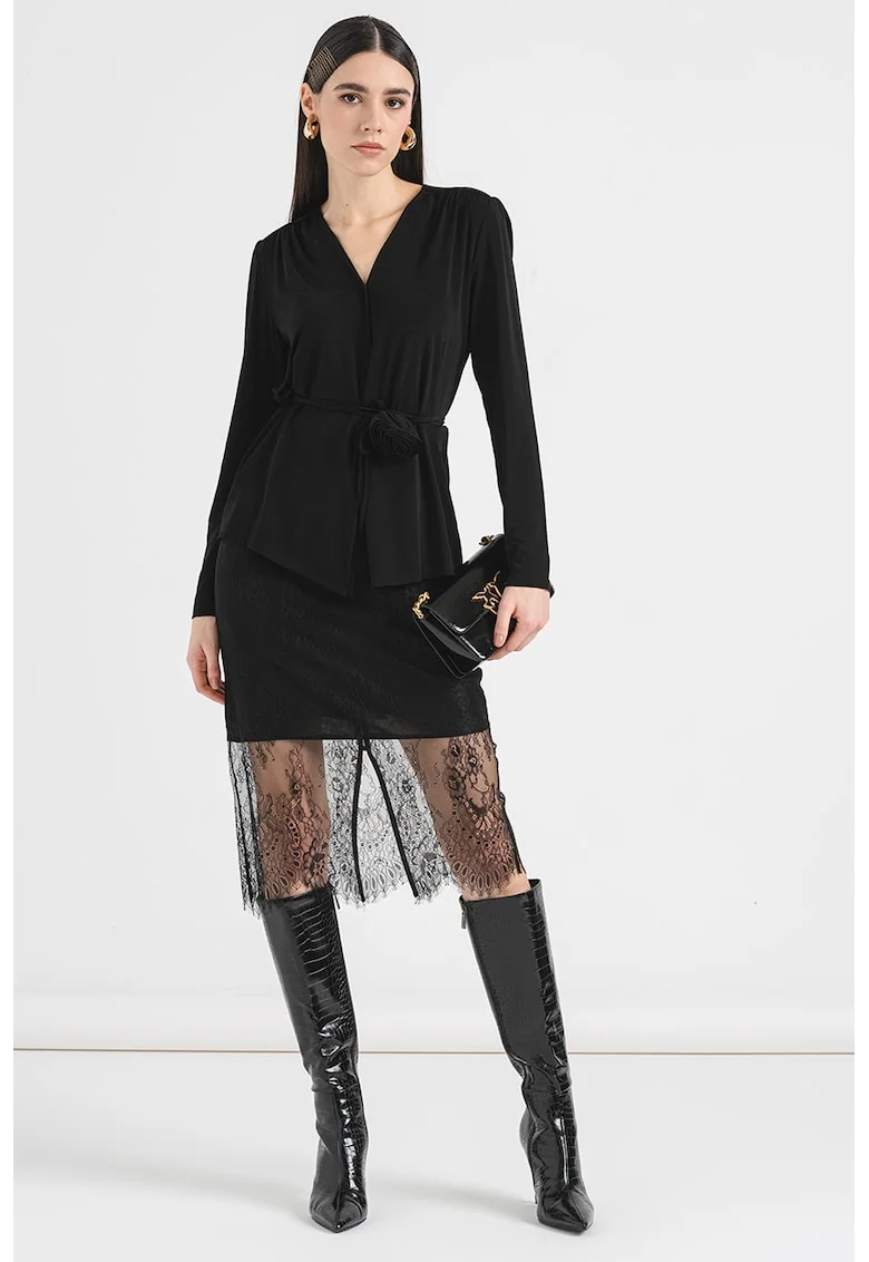 Bluza cu un cordon in talie, Negru