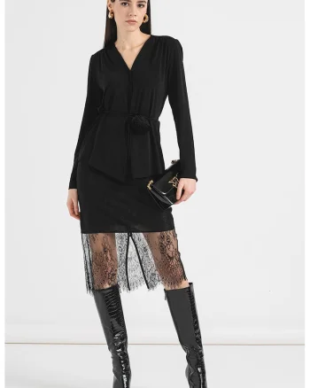 Bluza cu un cordon in talie, Negru