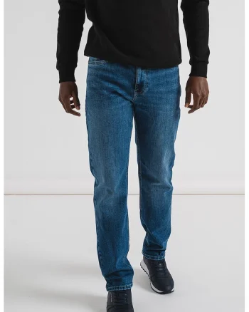 Blugi slim-fit cu croiala dreapta Ryan, Albastru melange