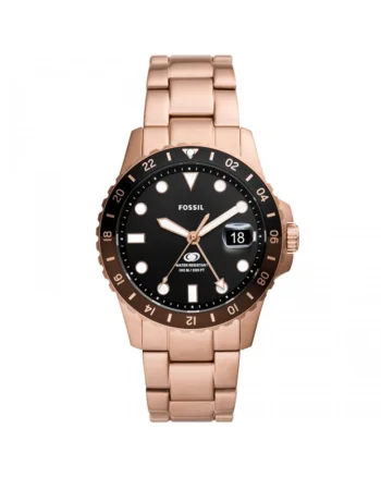 Ceas de barbati  albastru GMT, analog 1630492083, Auriu rose