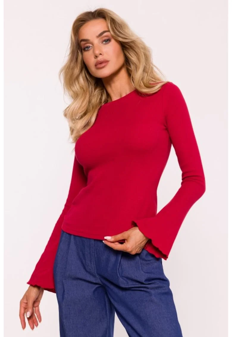 Bluza cu maneci lungi si evazate,  Rosu