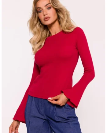 Bluza cu maneci lungi si evazate,  Rosu