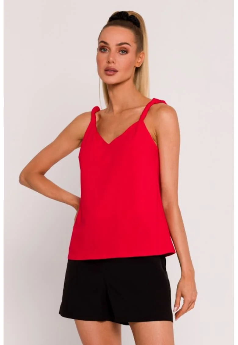 Bluza cu decolteu adanc la spate,  Rosu