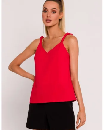 Bluza cu decolteu adanc la spate,  Rosu