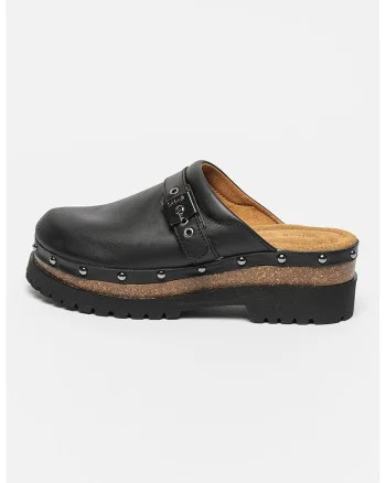 Saboti din piele Cindy, Negru