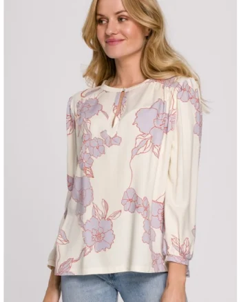 Bluza cu maneci bufante,  Ecru