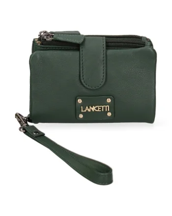 Portofel din piele cu logo, Verde