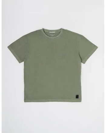 Tricou de bumbac cu decolteu la baza gatului, Verde sparanghel