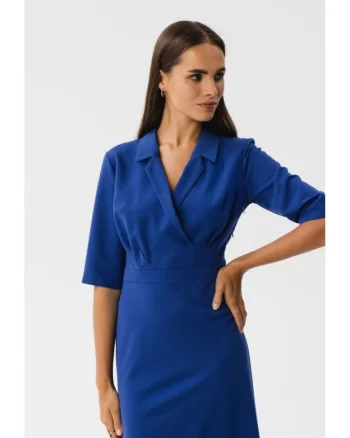 Rochie midi dama,  Bohodawc, albastru de floarea de colt, Albastru inchis