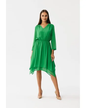 Rochie dama asimetrica,  Spumados, verde deschis, Verde