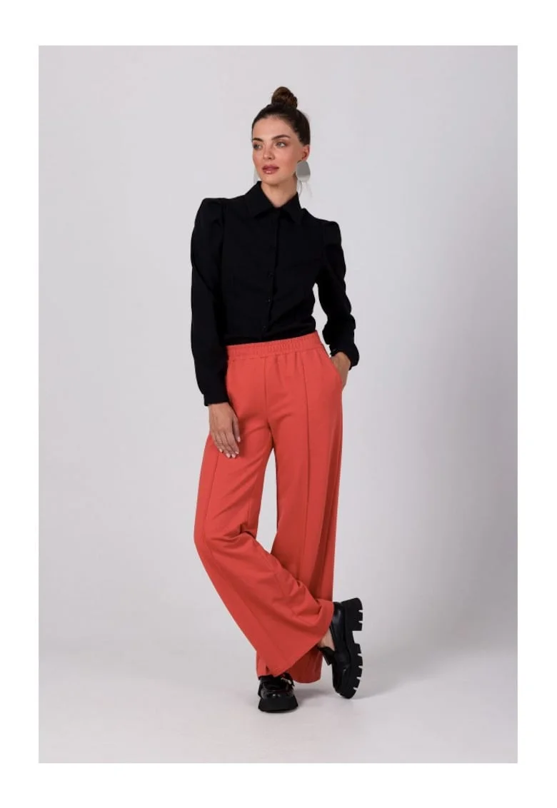 Pantaloni culottes pentru femei,  Bongroen, caramida rosie, Rosu