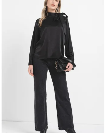 Bluza cu detaliu funda, Negru