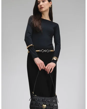 Bluza uni cu decolteu la baza gatului, Negru