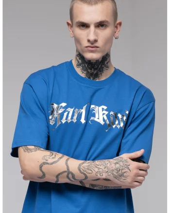 Tricou de bumbac organic cu imprimeu logo, Albastru royal