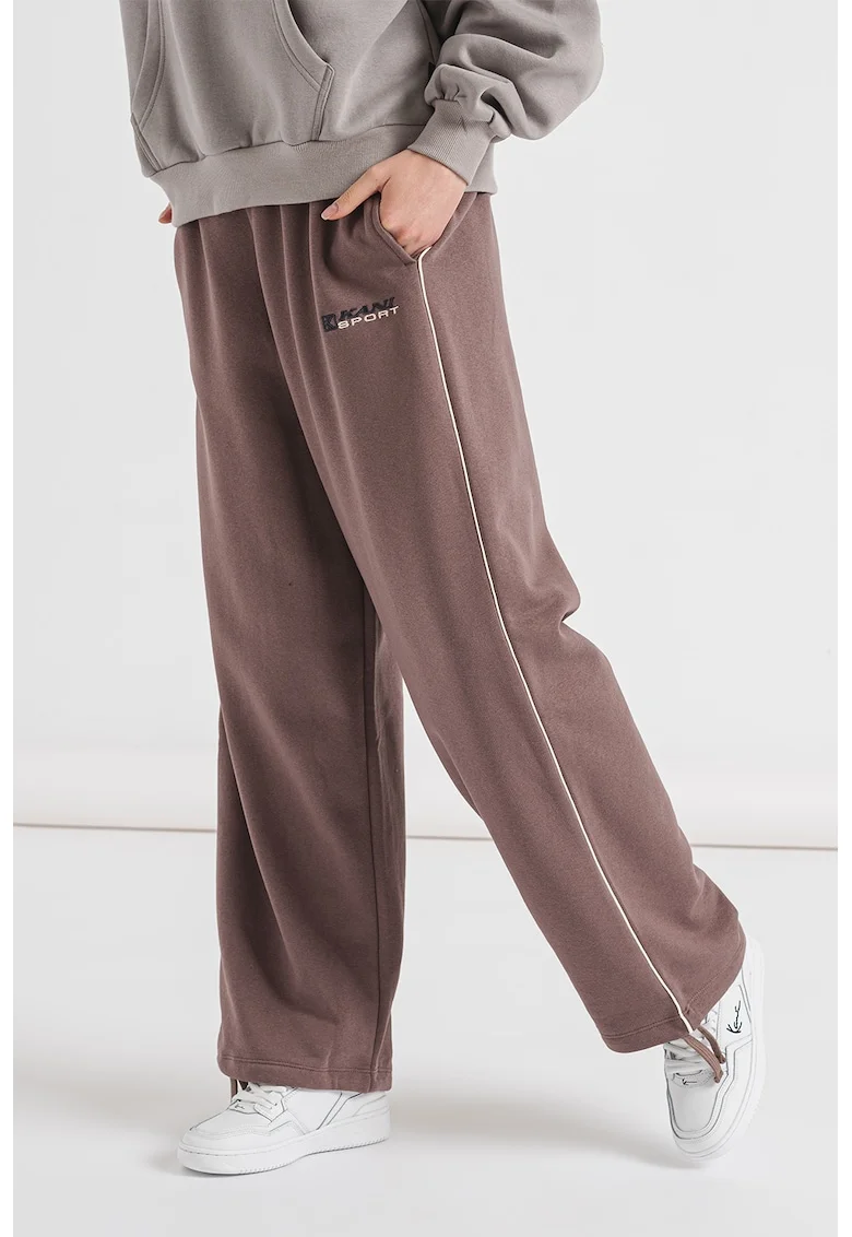 Pantaloni de trening relaxed fit cu buzunare laterale, Maro taupe