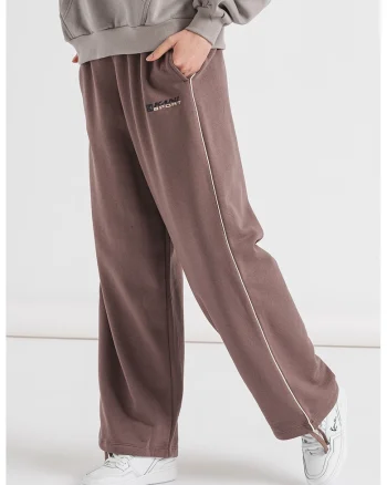 Pantaloni de trening relaxed fit cu buzunare laterale, Maro taupe