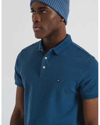 Tricou polo slim fit din amestec de bumbac organic, Albastru lavanda