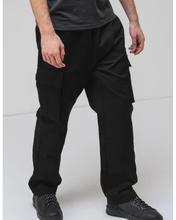 Pantaloni cargo din bumbac, Negru