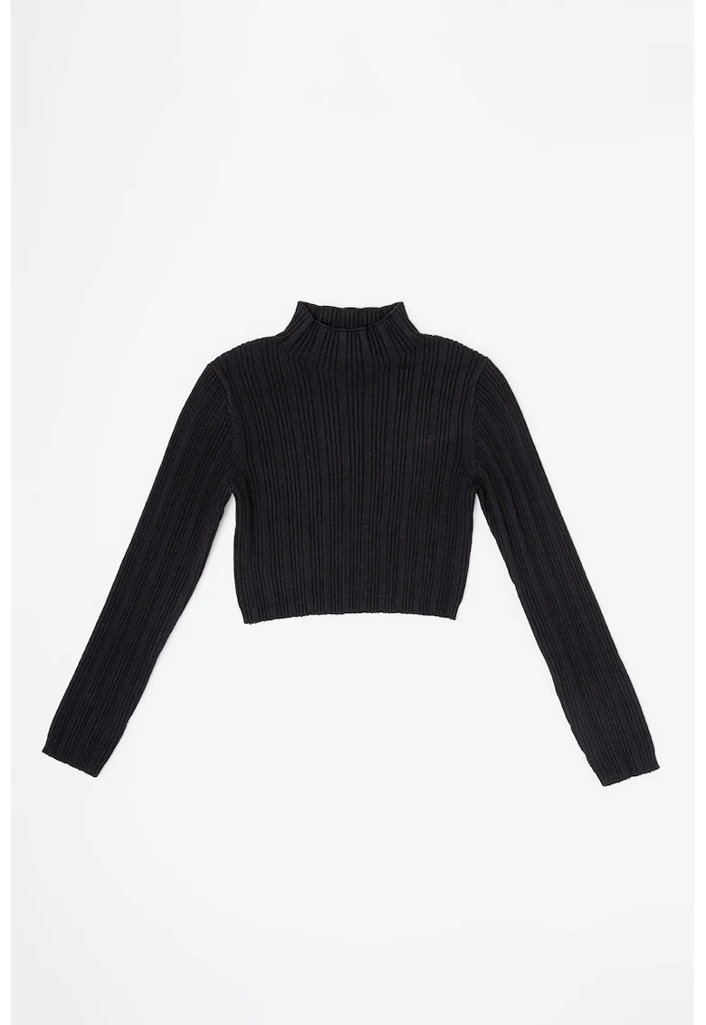 Bluza crop cu striatii, Negru