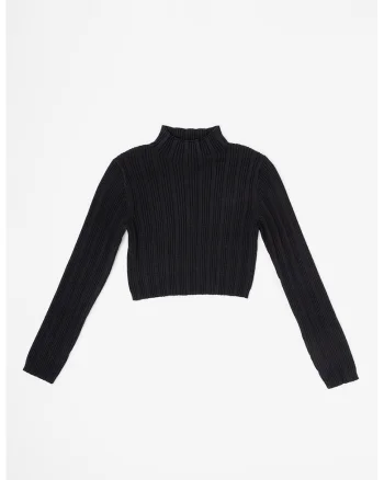 Bluza crop cu striatii, Negru