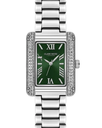 Ceas quartz cu zirconia, Argintiu