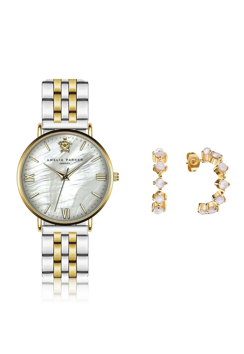 Set de ceas si cercei Pearl Of The Sea, Argintiu