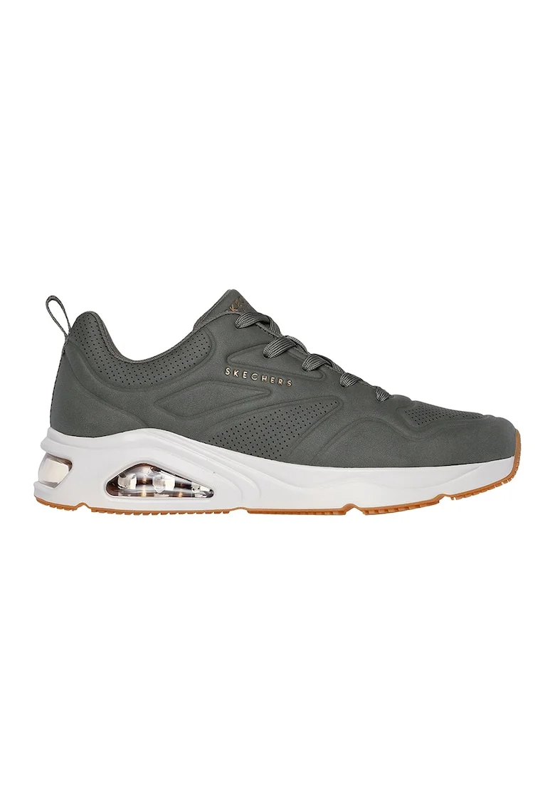 Pantofi sport din piele ecologica si logo Tress Air Uno, Verde masliniu