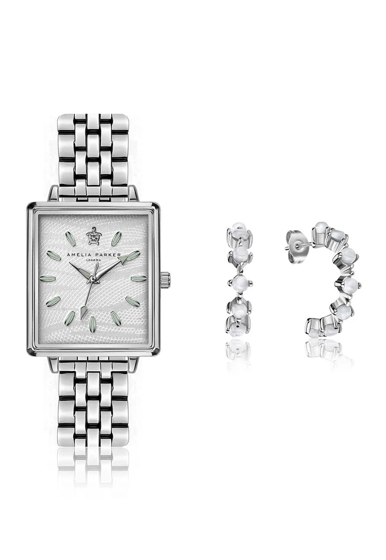 Set de ceas analog si cercei White Desert, Argintiu