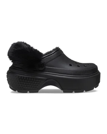 Saboti slingback cu captuseala din blana sintetica, Negru