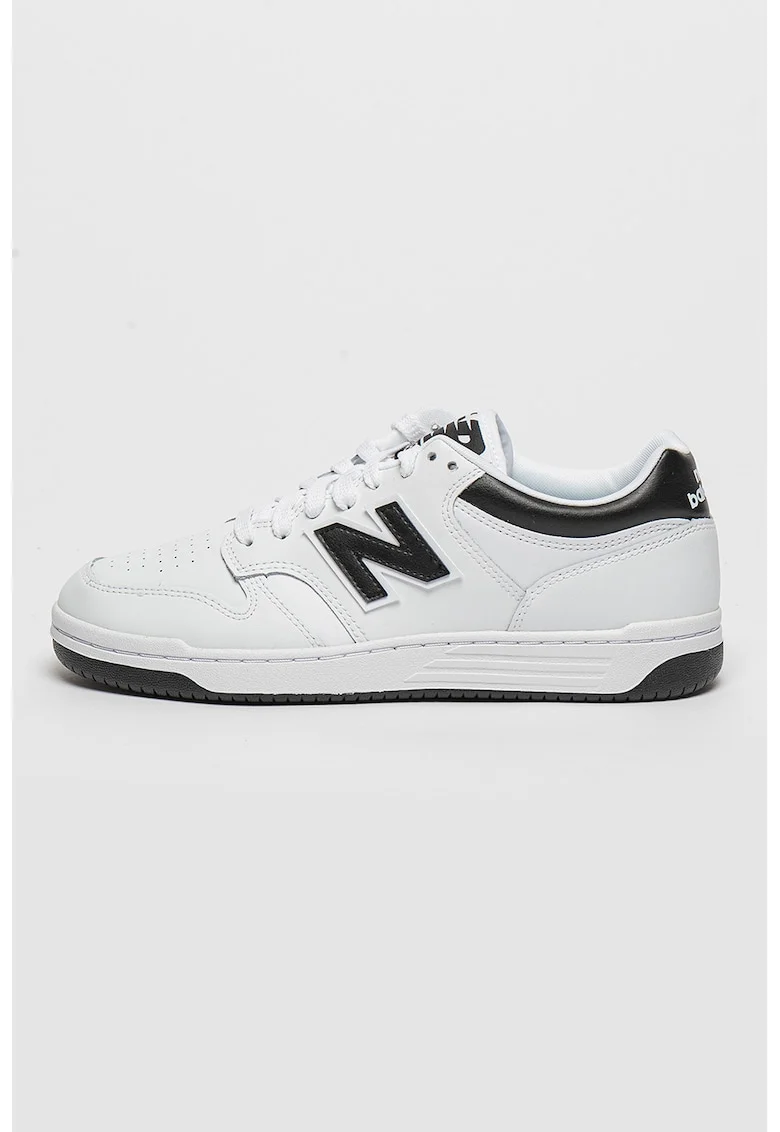 480 Pantofi sport din piele si piele ecologica, Alb/Negru
